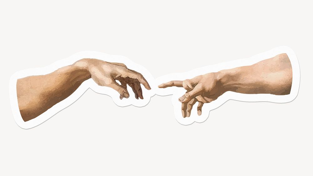 Hands of god and Adam, Michelangelo, famous painting illustration, remixed by rawpixel