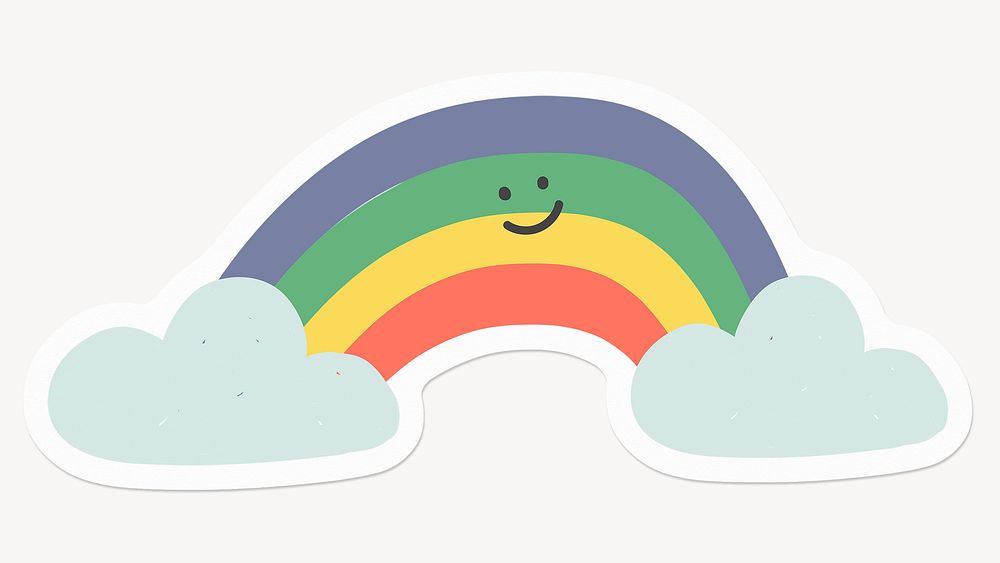 Smiling rainbow, cute drawing illustration