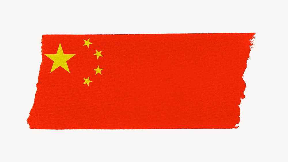 China's flag, washi tape, off white design