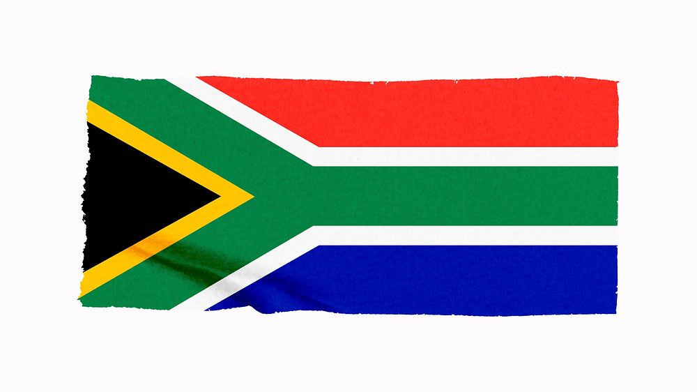 South Africa's flag, washi tape, off white design