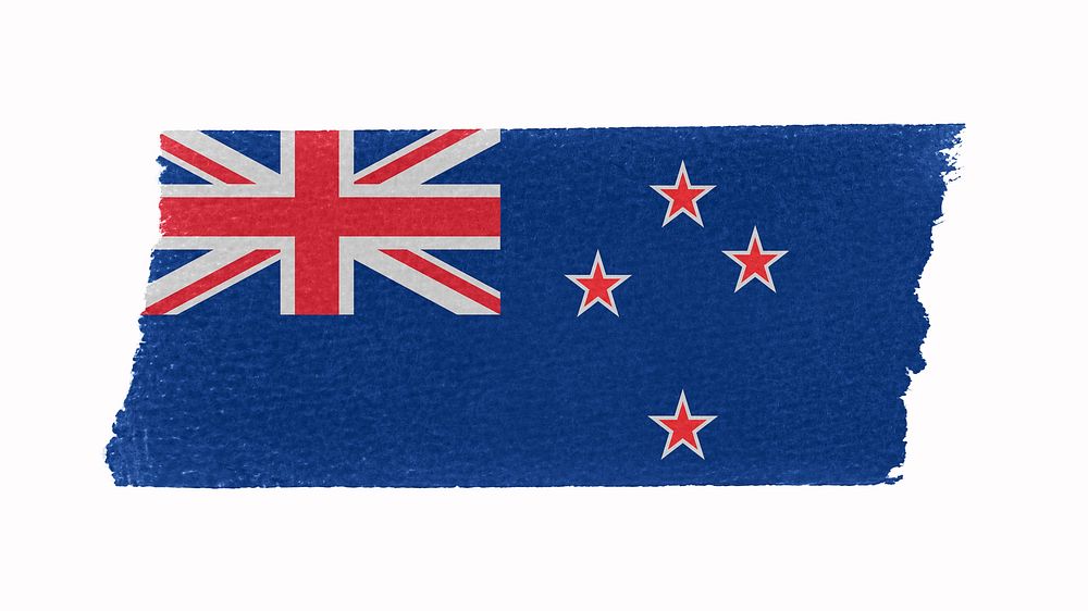 New Zealand's flag, washi tape, off white design