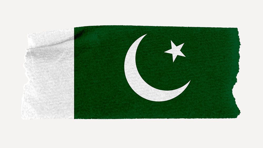 Pakistan's flag, washi tape, off white design