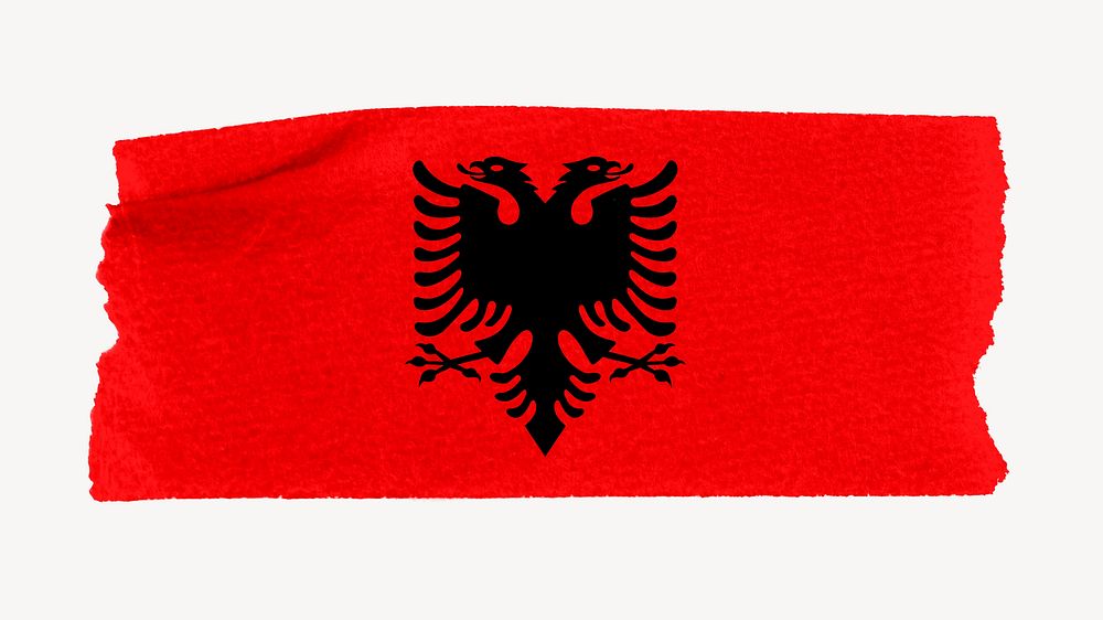 Albanian flag, washi tape, off white design