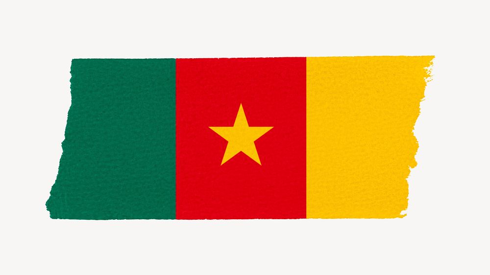 Cameroon flag, washi tape, off white design