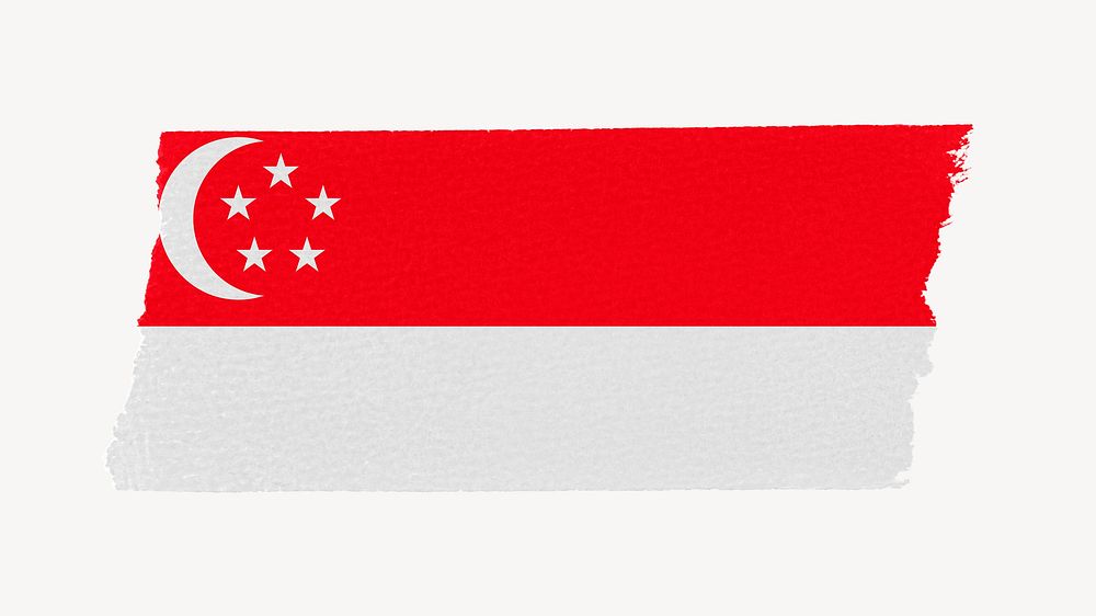 Singapore's flag, washi tape, off white design