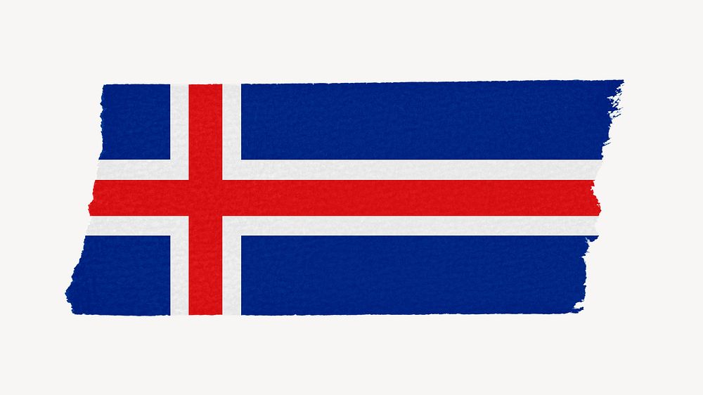Iceland's flag, washi tape, off white design