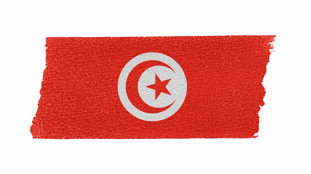 Tunisia's flag, washi tape, off white design