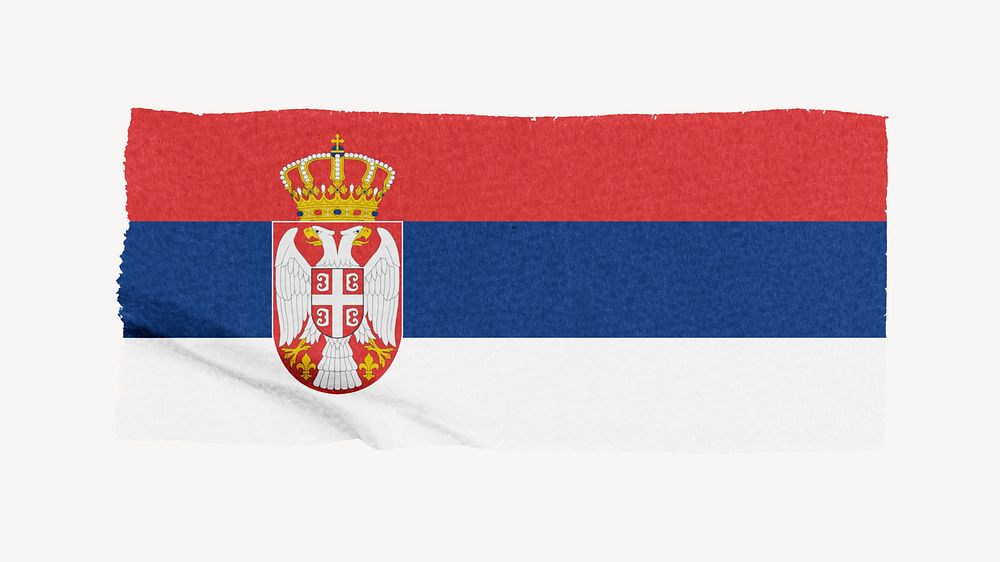Serbia's flag, washi tape, off white design