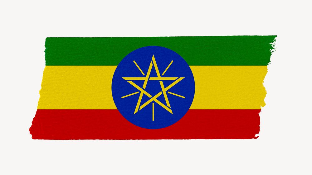 Ethiopia's flag, washi tape, off white design