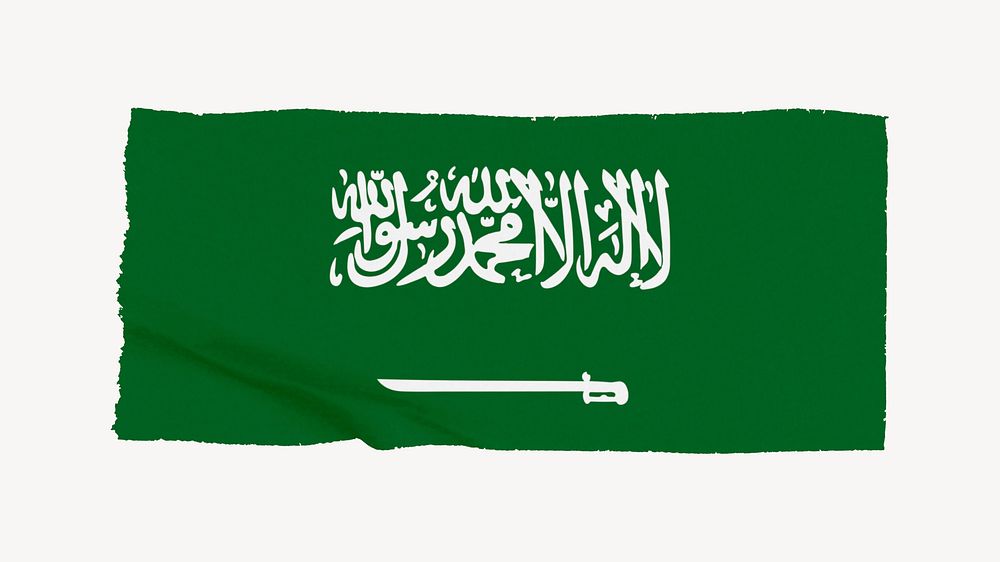 Saudi Arabia's flag, washi tape, off white design