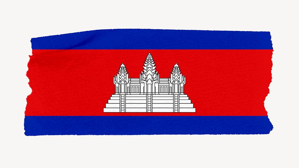 Cambodia's flag, washi tape, off white design