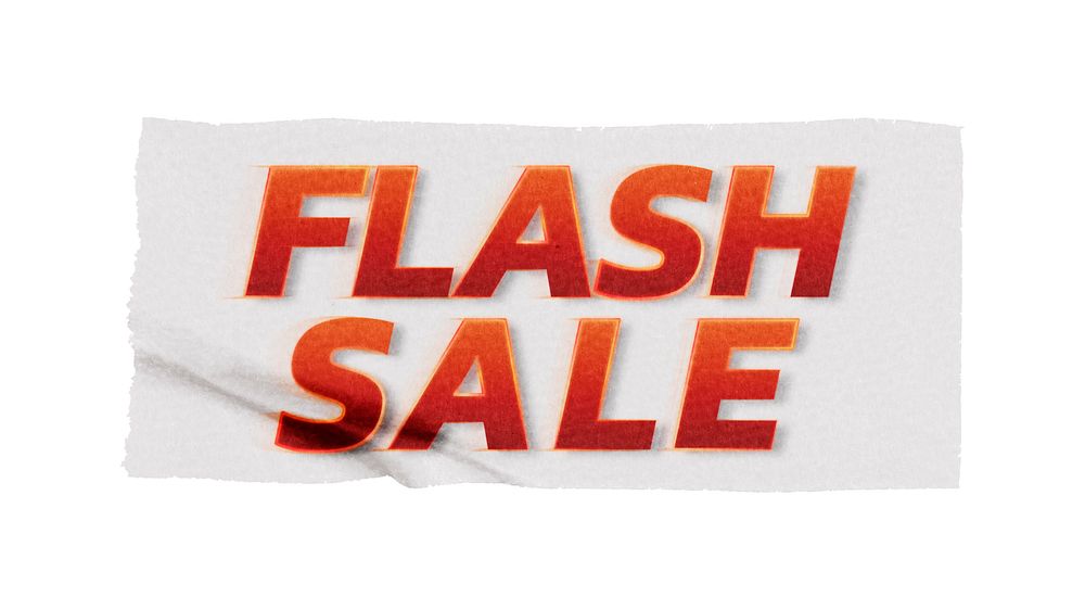 Flash sale word, washi tape, typography