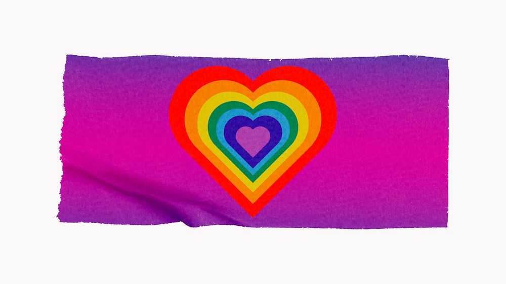 Rainbow heart, washi tape, off white design