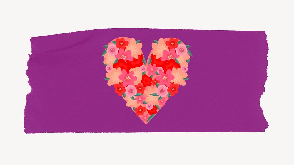 Flower heart, washi tape, off white design