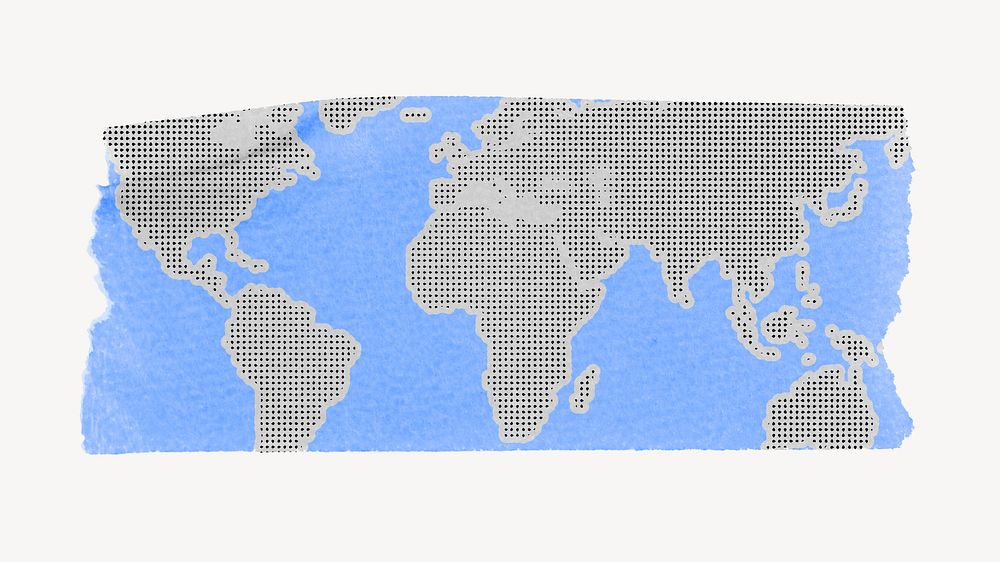 World map, washi tape, off white design