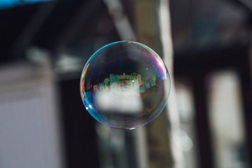 Soap bubble floating in the air