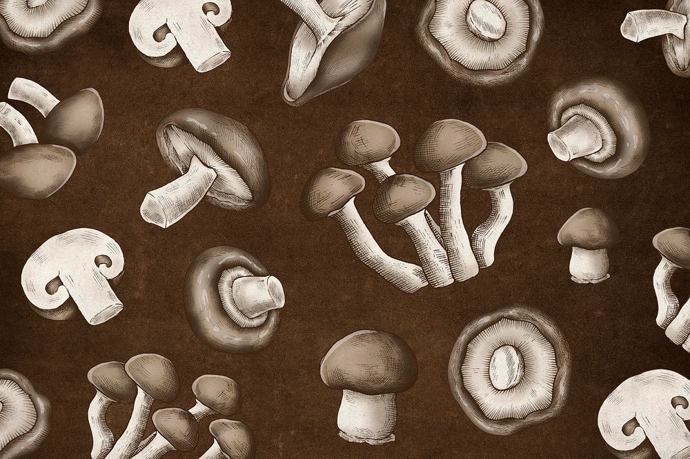 Hand drawn organic mushroom background