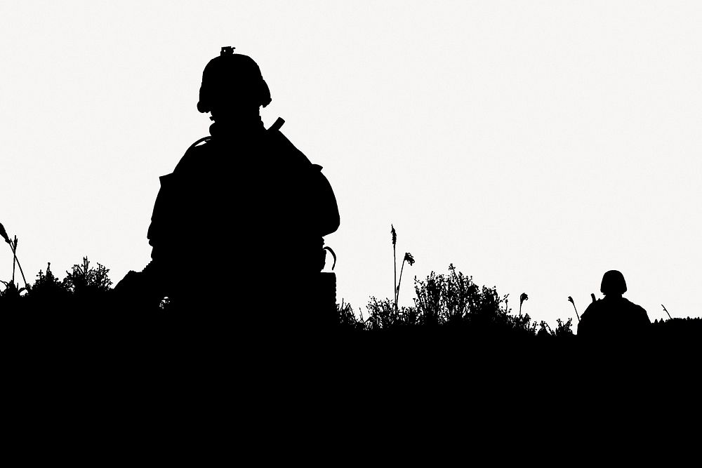Soldier silhouette border collage element psd