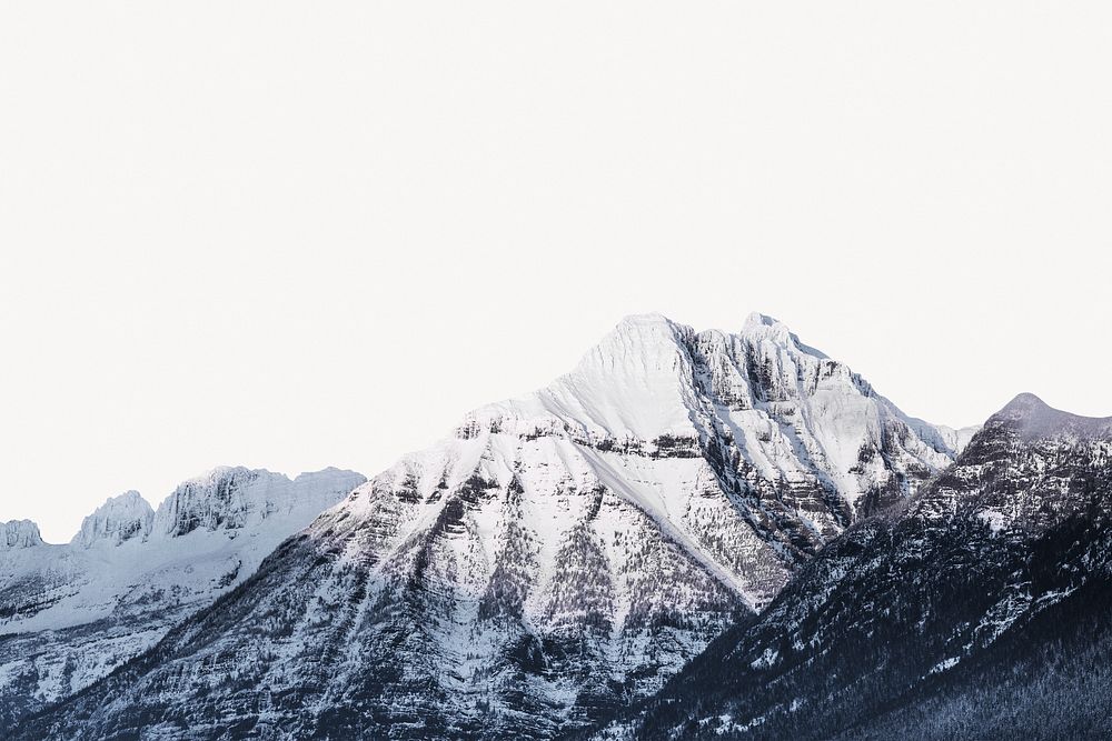Snow mountain border, nature isolated image