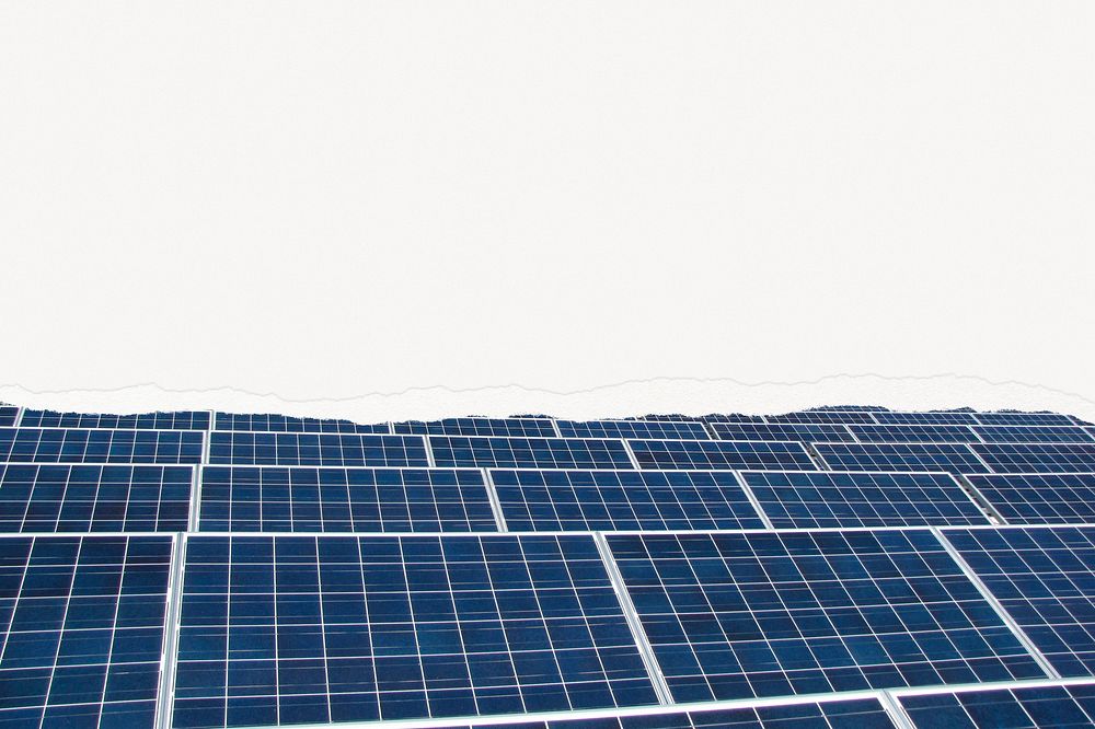 Solar cells background ripped border, renewable energy