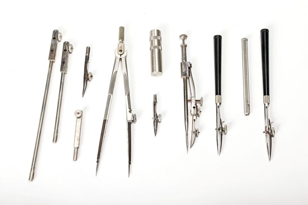 Dietzgen Champion Drawing InstrumentsTypical map drafting tools included these German-made ruling pen, compasses, and…