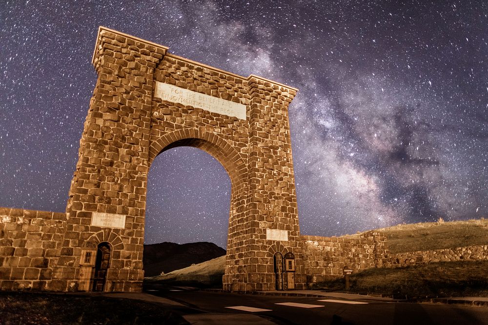 Milky Way rising over Roosevelt Arch by Jacob W. Frank. Original public domain image from Flickr