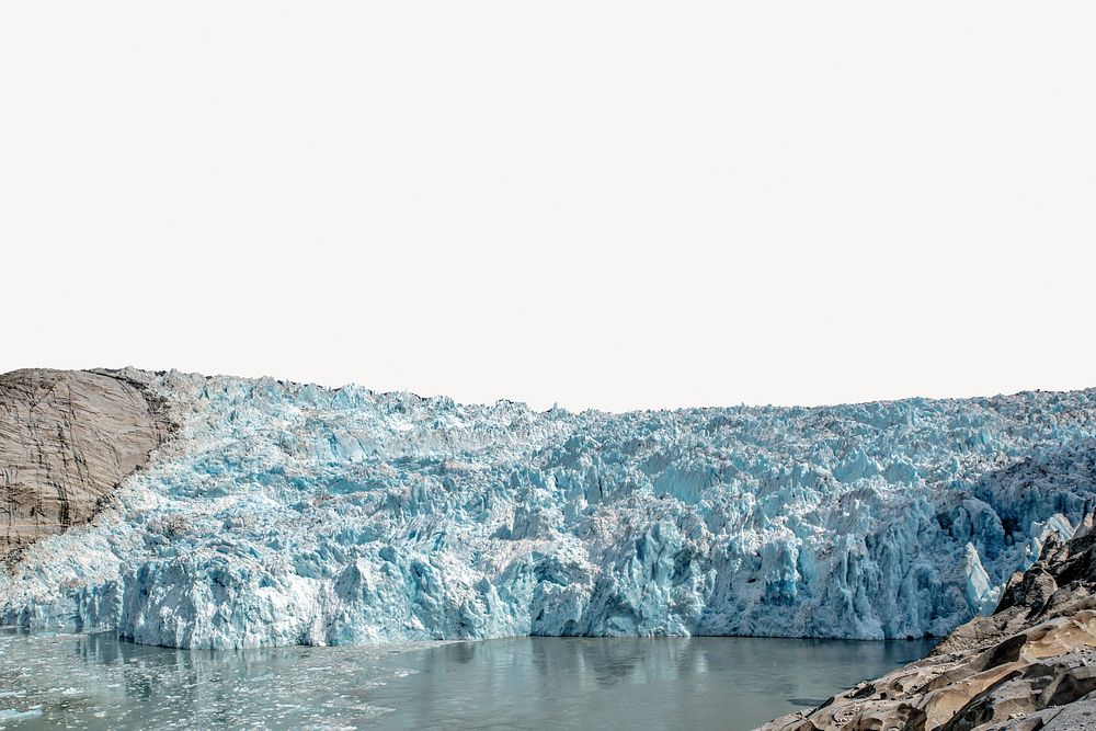 Glacier landform border, winter image psd