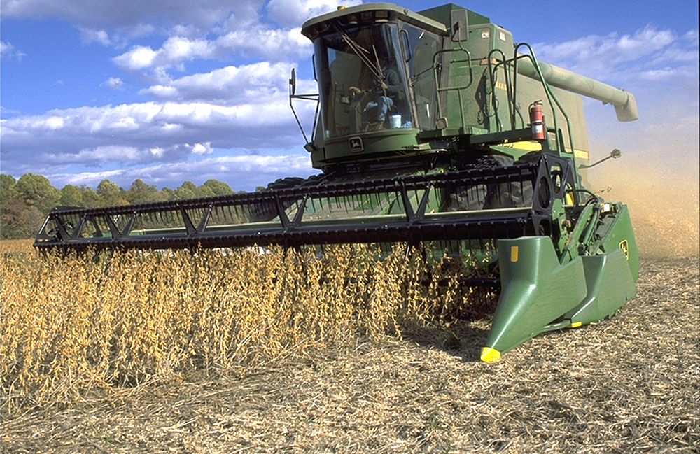 harvesting soybeans. Original public domain image from Flickr