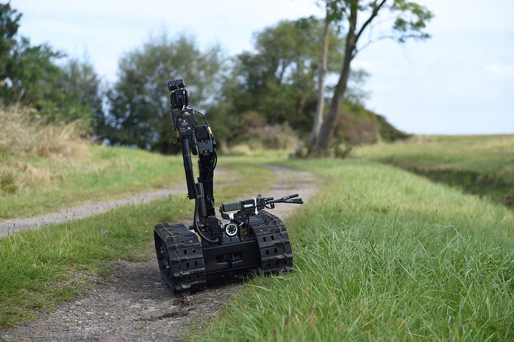 TODENDORF, Germany (Sept. 16, 2019) - An EOD remote-controlled robotic operated by an explosive ordnance disposal technician…