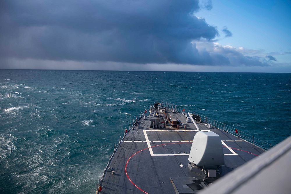 ENGLISH CHANNEL (Oct. 1, 2019) The Arleigh Burke-class guided-missile destroyer USS Donald Cook (DDG 75) patrols the English…