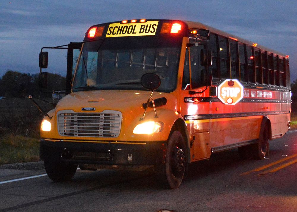 Rochester, IN School Bus with activated warning lights-image.