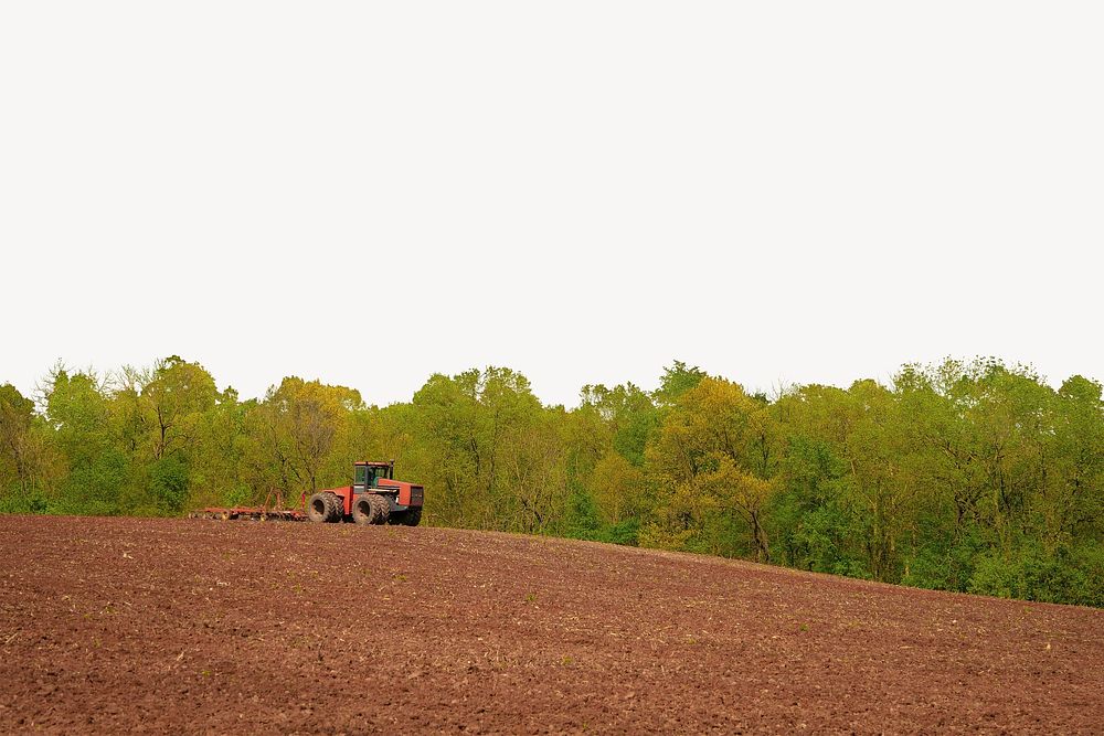 Tractor field border, agriculture photo psd