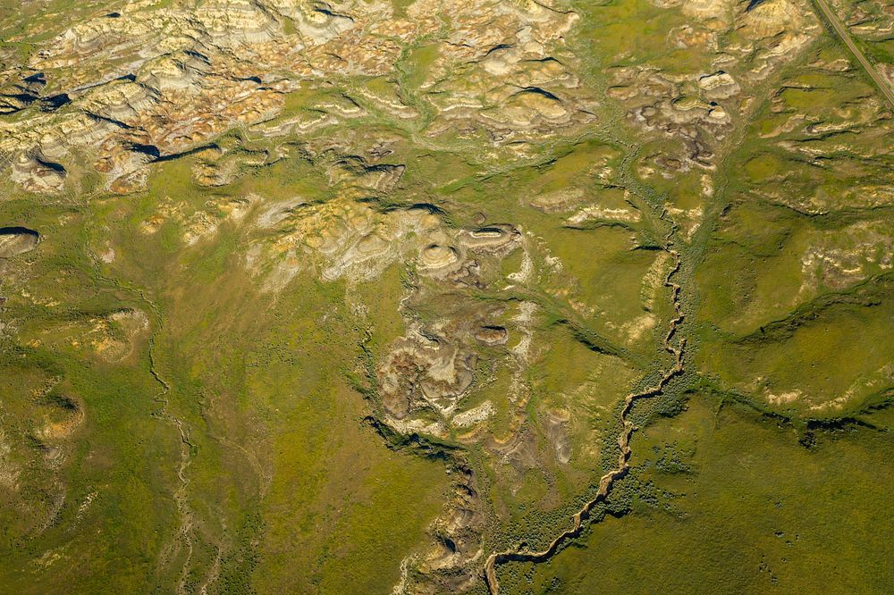 Big Wild Horse Creek and the Missouri River Breaks outside of Jordan, Montana. Garfield County, June 2020.. Original public…