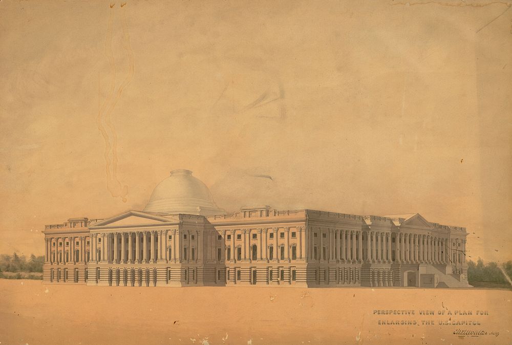 Plan for Capitol Extension Circa 1850. Original public domain image from Flickr