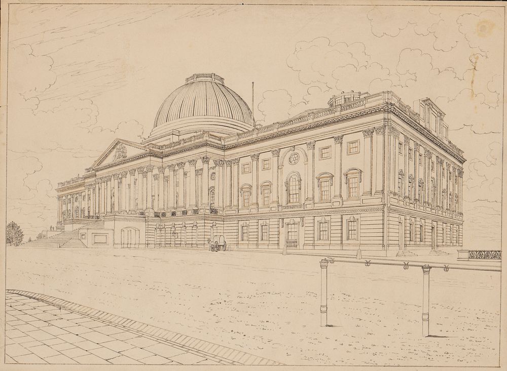 The U.S. Capitol Circa 1830. Original public domain image from Flickr