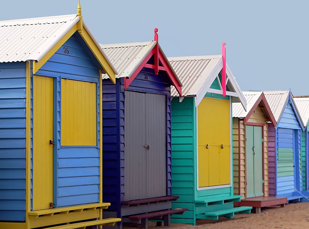 Colorful Bathing Boxes Brighton, Australia. Original public domain image from Flickr