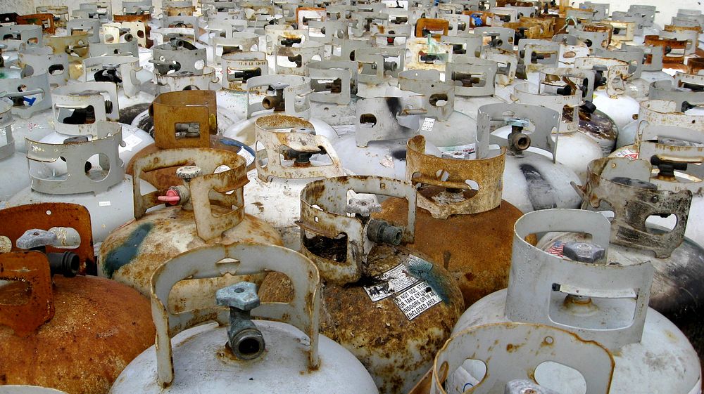 December 2, 2012 - Sea of tanks, collected following EPA's curbside Hazardous Waste pickup days.