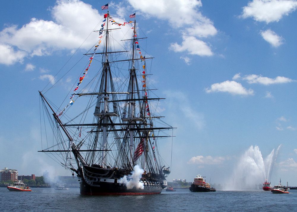 The USS Constitution fires a 21-gun salute in honor of America's 237th birthday during the ship's annual Fourth of July…