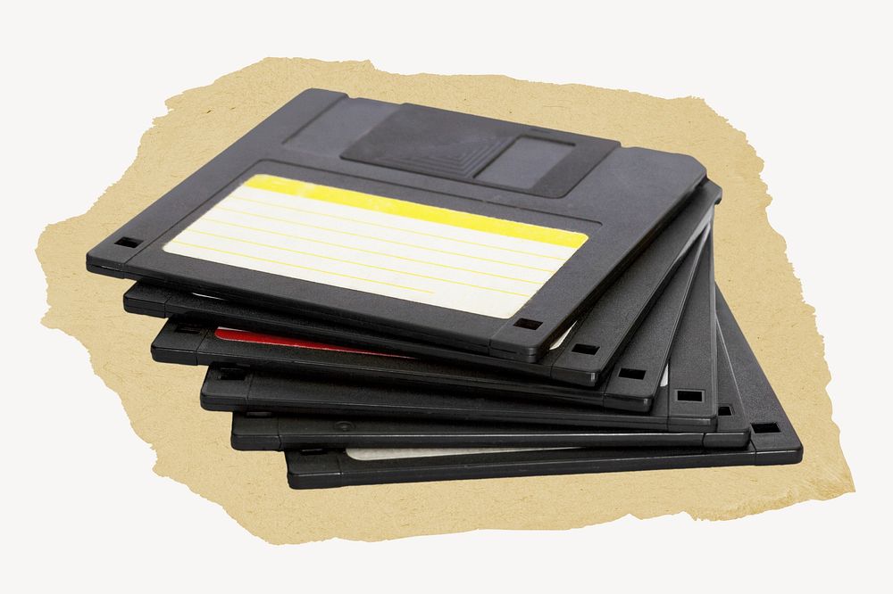 Floppy disk ripped paper design