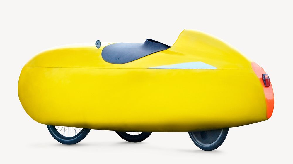 Yellow velomobile collage element psd