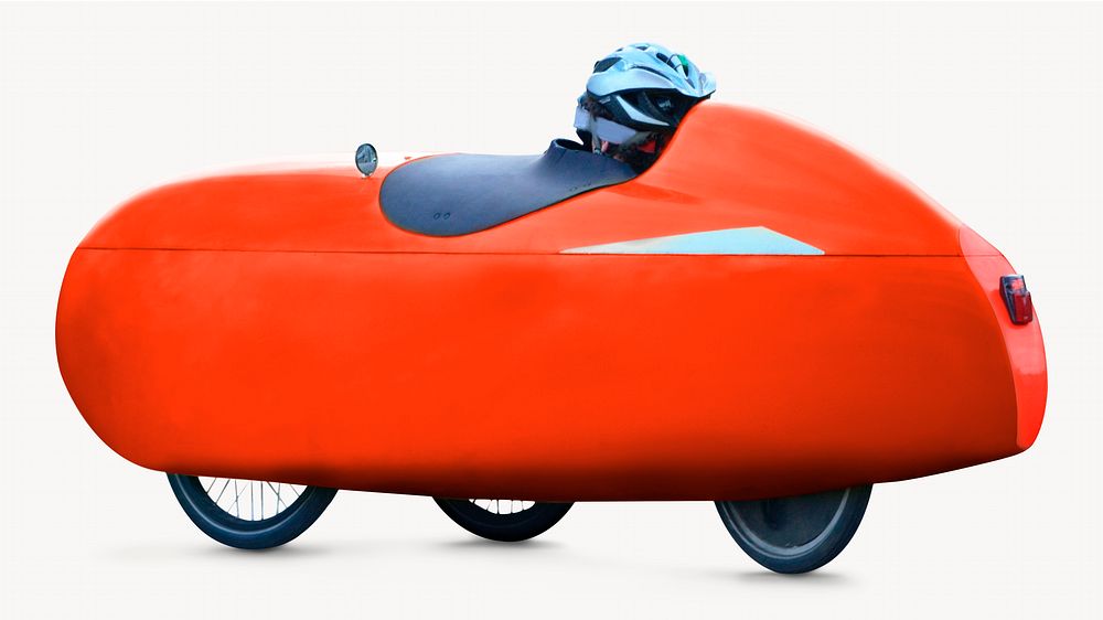 Red velomobile, transportation concept