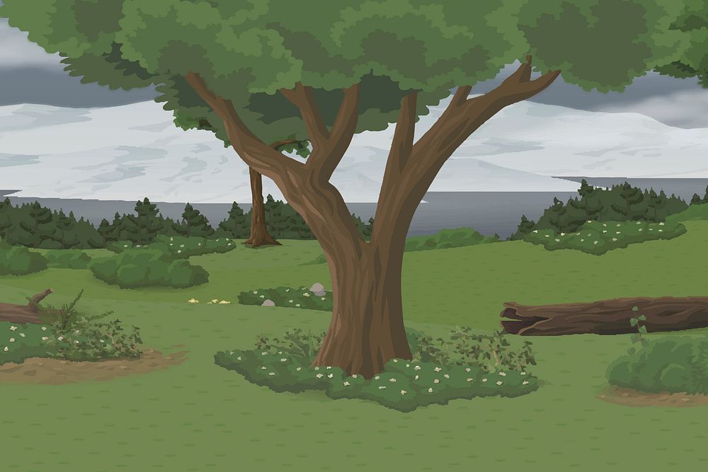 Forest tree clipart background from Glitch game by Tiny Speck (now Slack Technologies). Free public domain CC0 image.