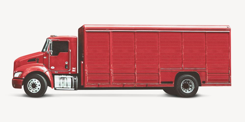 Red truck collage element psd