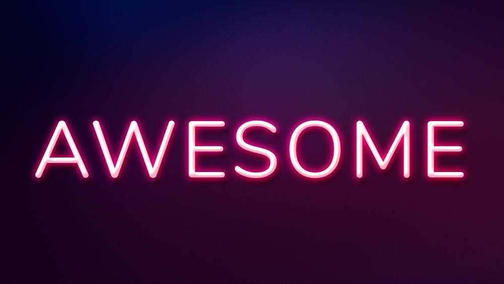 AWESOME neon word typography on a purple background