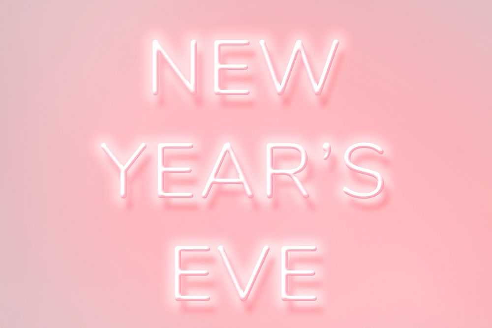 NEW YEAR'S EVE neon word typography on a pink background