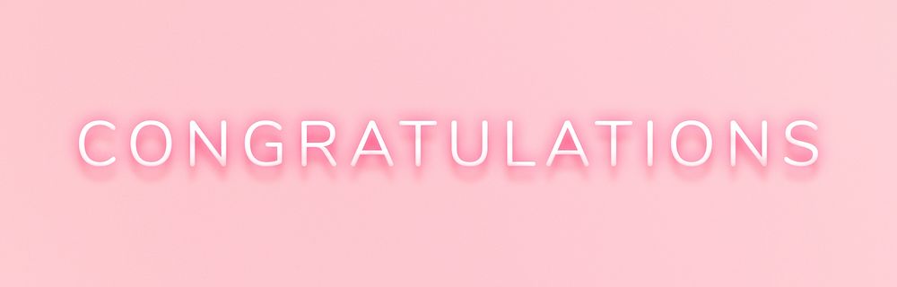 Glowing Congratulations neon typography on a pink background