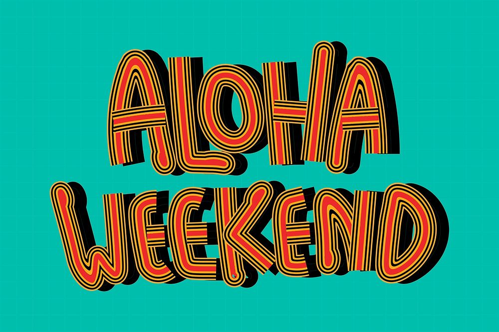 Red aloha weekend green background retro font
