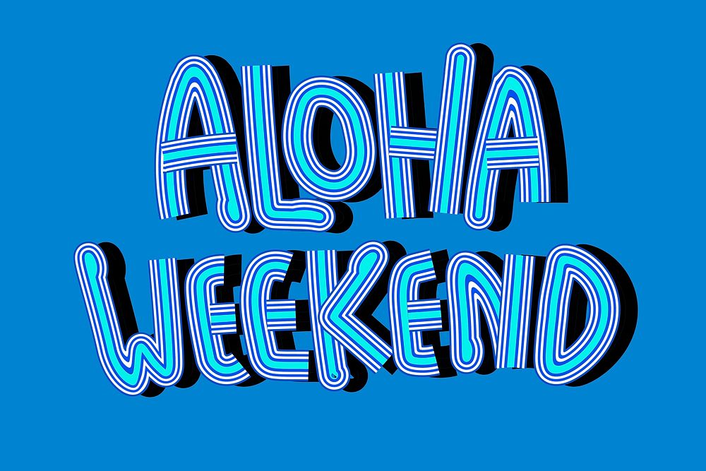 Funky Aloha Weekend blue vector calligraphy wallpaper