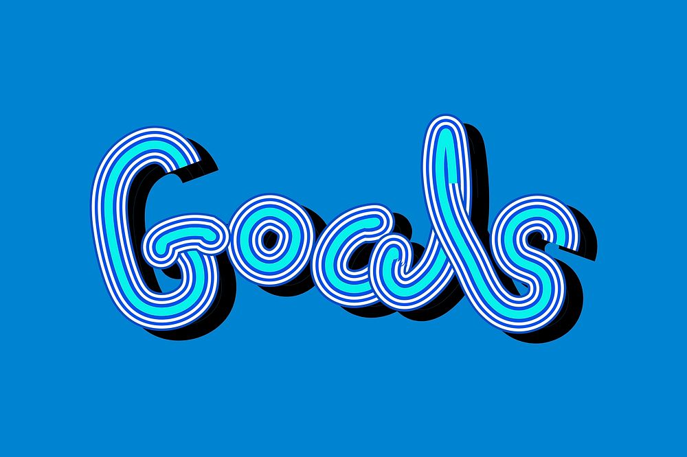 Retro blue Goals font psd calligraphy background