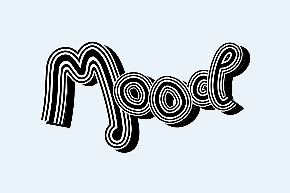Funky Mood psd black and white word calligraphy